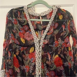 Free People Multicolor Floral Long Sleeve Top